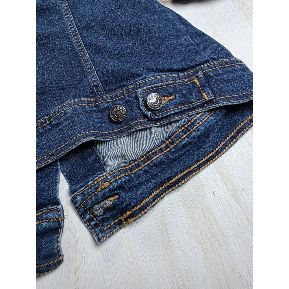 Old Navy Kids Denim Trucker Jacket Dark Wash Blue Size M Boho Western Classic